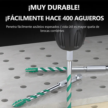 Set de 4 puntas multipropósito con 4 bordes dentados para abrir y ampliar agujeros