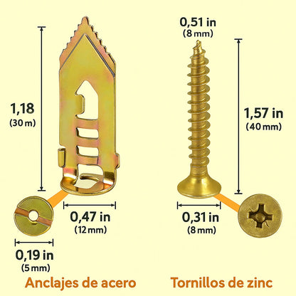 Kit de 100 unidades de anclajes de expansión + 100 tornillos