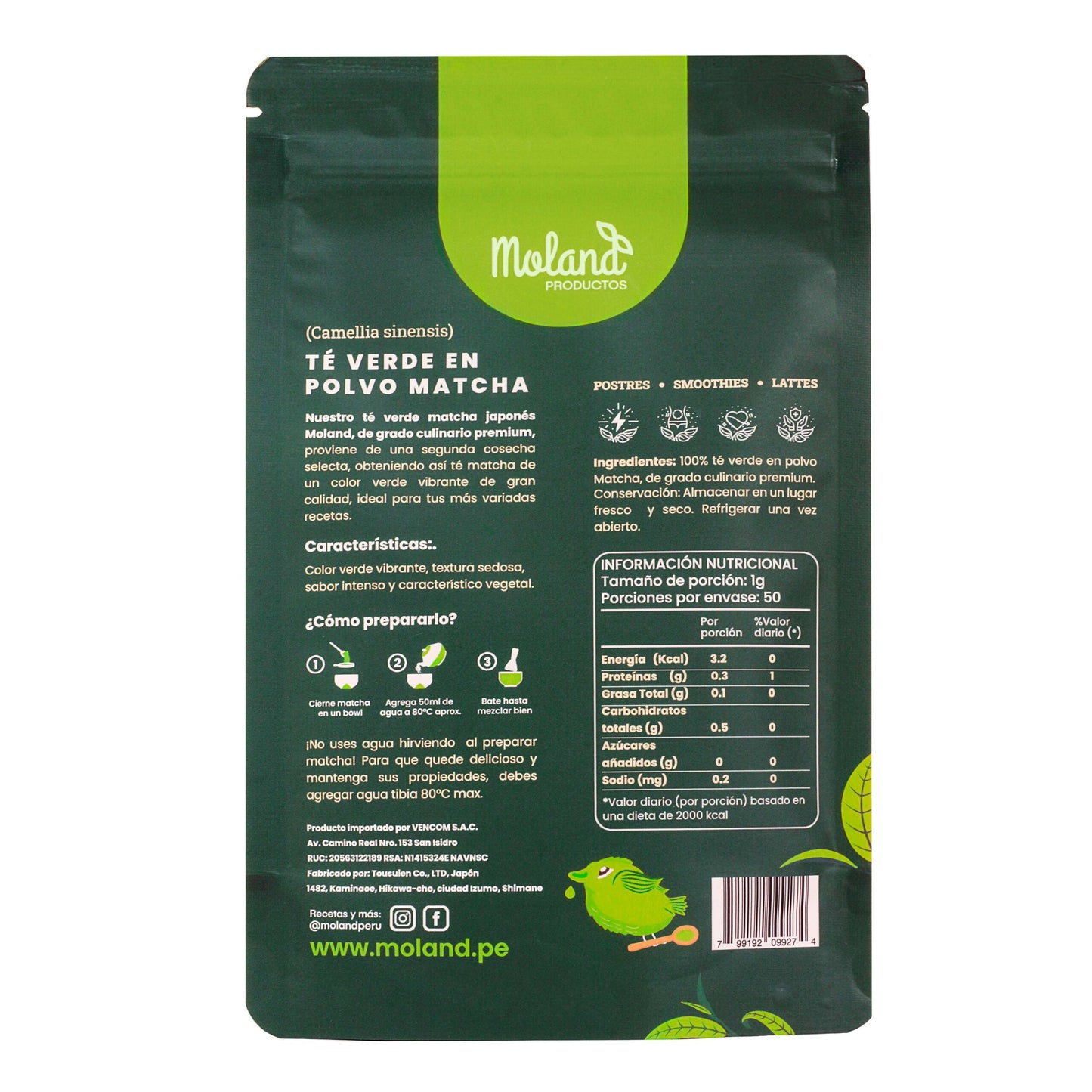 Té Matcha Ceremonial - Máxima calidad (para 1-3 meses) 100Gramos